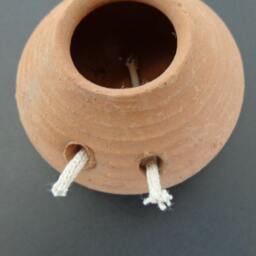 Made in Israel Pottery Oil Lamps, Brown Pottery Lamp, Decorative Pottery, Lamp, Lamp Oil Candles, Small Old Style Lamp - thumbnail 2