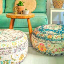 Moroccan Floor Cushion Cover Round Cotton Foot Rest Pouf Ottoman Boho Decor Furniture 24x8 - thumbnail 3