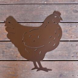 Metal Chicken Wall Art Antique Copper Farmhouse Decor - 16x16 - thumbnail 2