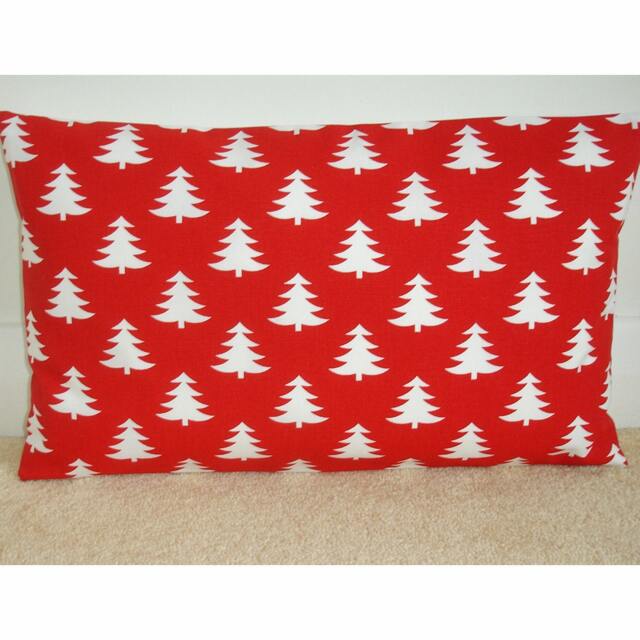 "Oblong Christmas Bolster Pillow Cover 12X20 Throw Sham Trees Cushion Case 20""X12"