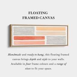 Horizontal Abstract Wall Art Peach Terracotta Long Canvas Above Bed Living Room - thumbnail 3