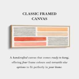 Horizontal Abstract Wall Art Peach Terracotta Long Canvas Above Bed Living Room - thumbnail 2