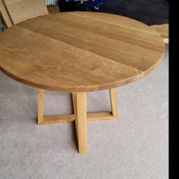 Handmade Solid Oak Round Dining Table Modern Farmhouse Style - 100cm - thumbnail 3