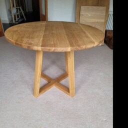 Handmade Solid Oak Round Dining Table Modern Farmhouse Style - 100cm - thumbnail 2