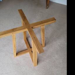 Handmade Solid Oak Round Dining Table Modern Farmhouse Style - 100cm - thumbnail 4
