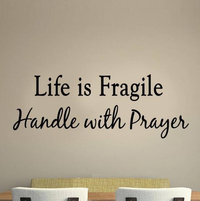Life Is Fragile Handle With Prayer Wall Decal Faith Home Decor Quote Dining Room Vwaq - image 1