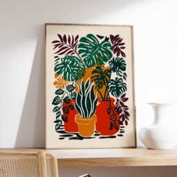 Houseplants Poster, Modern Botanical Art Print, Colourful Plant Wall - thumbnail 2