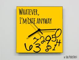 Whatever, I'm Late Anyway/Square Yellow - Wall Clock - thumbnail 1