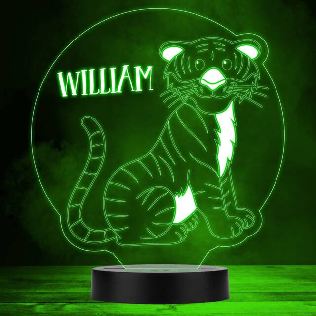 Cute Tiger Zoo Animal Colour Changing Personalised Gift Led Lamp Night Light - Bedroom - image 1