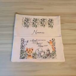 Safari Animals Nursery Book Pocket Cushion Cover - Personalized Baby Gift - thumbnail 3