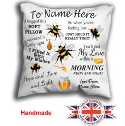 Personalised I Hugged This Little Pillow, Bee Bumblebee Cushion Granddaughter Grandson - thumbnail 1