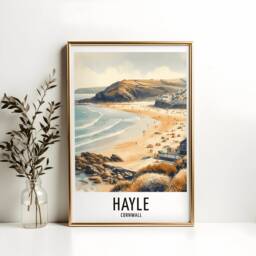 Hayle Travel Print - Watercolour Poster Design - Wall Artwork Cornwall UK Gifts Home Decor Art Gift England Picture - thumbnail 2