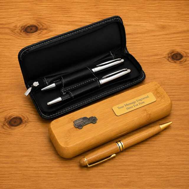 Vans & Vehicles Luxury Wooden Or Leatherette Pen Case With Matching Free Engraving Off Roader Lorry Gift - image 1