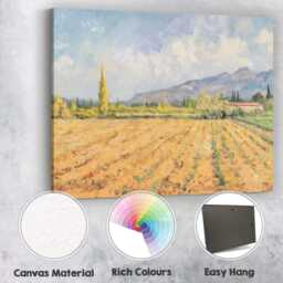 Golden Autumn Field Mountain Landscape Impressionist Canvas Wall Art Print Decor Picture Ready To Hang - thumbnail 2