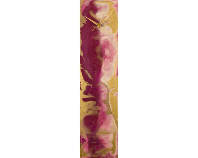 Fuchsia & Gold Glass Clock, Modern Home Decor, Handmade Art - image 1