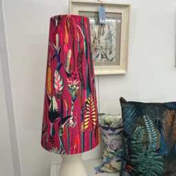 Extra Tall Conical Handmade Lampshade With Pink Botanical Fabric, Suitable For Table Lamp, Floor Lamp - thumbnail 2