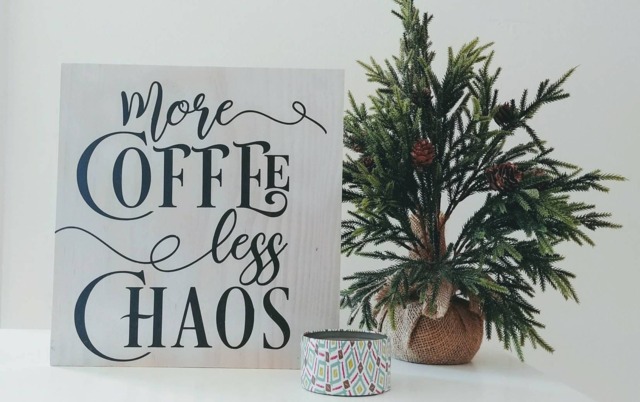 More Coffee Less Chaos - Wood Pallet Wall Art Plaque Sign 12x12 - Motivational & Inspirational - image 1