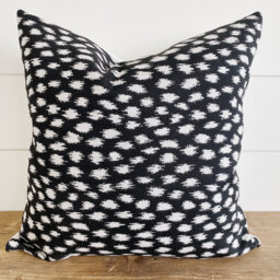 Harper -- Black With Ivory Ikat Indoor/Outdoor Pillow Cover ??? Outdoor Pillows Waterproof Lumbar & White - thumbnail 1