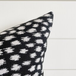 Harper -- Black With Ivory Ikat Indoor/Outdoor Pillow Cover ??? Outdoor Pillows Waterproof Lumbar & White - thumbnail 2