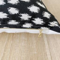Harper -- Black With Ivory Ikat Indoor/Outdoor Pillow Cover ??? Outdoor Pillows Waterproof Lumbar & White - thumbnail 3