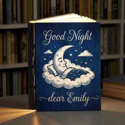 Personalized Baby Story Book Lamp, Good Night Wood Folding Custom Kids Room Decor, Bedtime Inspired Reading Lamp - thumbnail 3