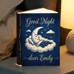 Personalized Baby Story Book Lamp, Good Night Wood Folding Custom Kids Room Decor, Bedtime Inspired Reading Lamp