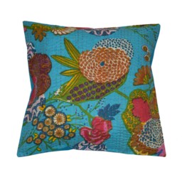 Indian Handmade Kantha Cushion Cover Cotton Fruit Ethnic Sofa Pillow Cases Set Throw Cover Pairs Floral Print - thumbnail 2