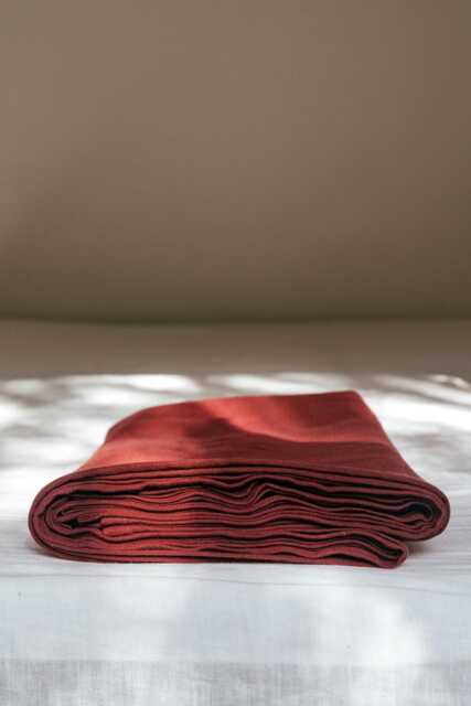 Terracotta Linen Flat Sheet Rusty Brick Modern Pure Bedding Bohemian Solid Red-Brownish Versatile Bedspread Christmas Gift - image 1