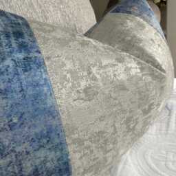 Blue - Silver Stripe Lumbar Pillow Cover, Luxury Throw Cushion Cover Sham For Sofa Or Bed, Modern Glam Living Room Decor - thumbnail 2