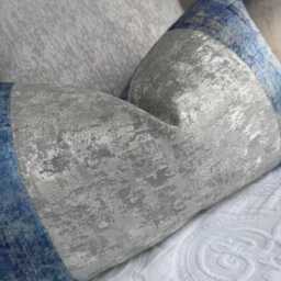 Blue - Silver Stripe Lumbar Pillow Cover, Luxury Throw Cushion Cover Sham For Sofa Or Bed, Modern Glam Living Room Decor - thumbnail 4