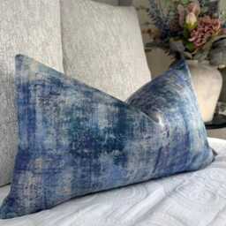 Blue - Silver Stripe Lumbar Pillow Cover, Luxury Throw Cushion Cover Sham For Sofa Or Bed, Modern Glam Living Room Decor - thumbnail 3
