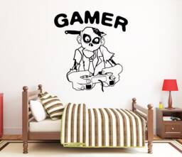 Gamer Wall Decal Video Game Controller Sticker, Gaming Room Decor 418Re - thumbnail 1