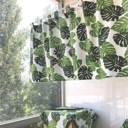 Cafe Curtain Window Valance/Window Treatment Topper/Kitchen/Bathroom/Kids Nursery Living Room Panel-Summer Green Tree Leaf, Free Gift - thumbnail 2