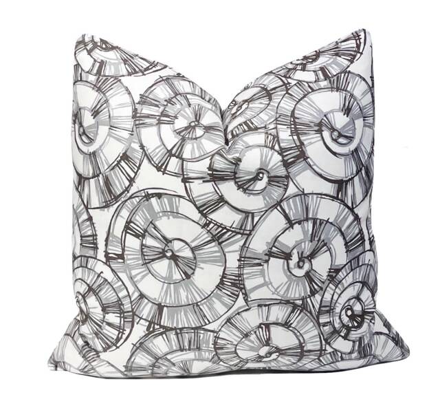Grey Geometric Abstract Shells Design Pillow Cover - Ocean Beach Theme Throw - image 1