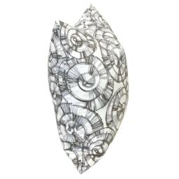 Grey Geometric Abstract Shells Design Pillow Cover - Ocean Beach Theme Throw - thumbnail 2