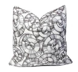 Grey Geometric Abstract Shells Design Pillow Cover - Ocean Beach Theme Throw - thumbnail 1