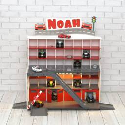 Toy Car Garage Playset For 3-5 Year Old Boy, Personalized Wooden - thumbnail 1