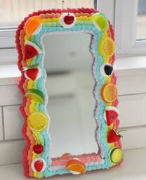 Rainbow Wavy Fruit Fake Cake Mirror