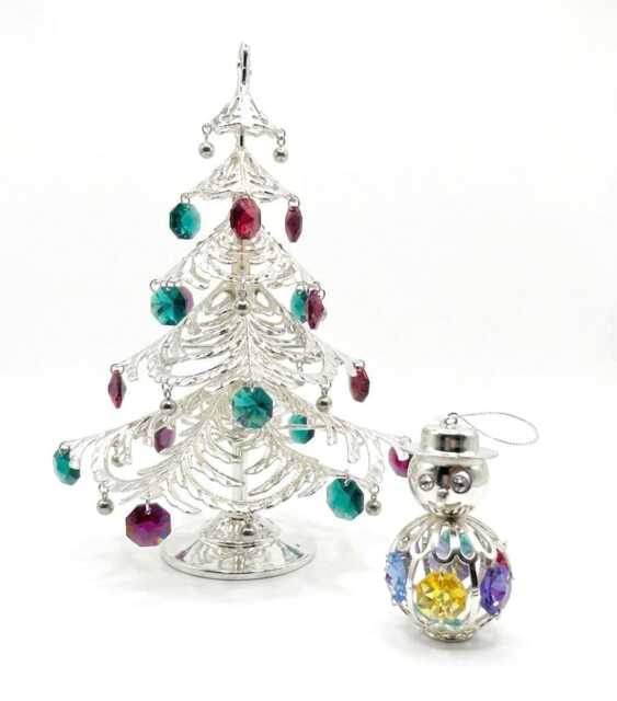 Swarovski Crystals Hand-studded Christmas Decor Collection Silver Plated Tree Snowman Gift Set Premium Holiday Sparkling - image 1