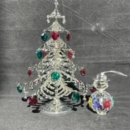 Swarovski Crystals Hand-studded Christmas Decor Collection Silver Plated Tree Snowman Gift Set Premium Holiday Sparkling - thumbnail 2