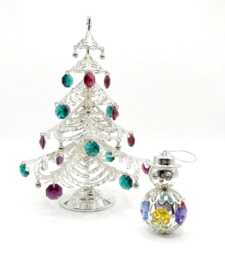 Swarovski Crystals Hand-studded Christmas Decor Collection Silver Plated Tree Snowman Gift Set Premium Holiday Sparkling - thumbnail 1
