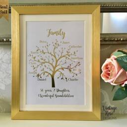 50Th Golden Wedding Anniversary Personalised Gift, Gift For Parents, Family Tree Print Only, Gold Print - thumbnail 2