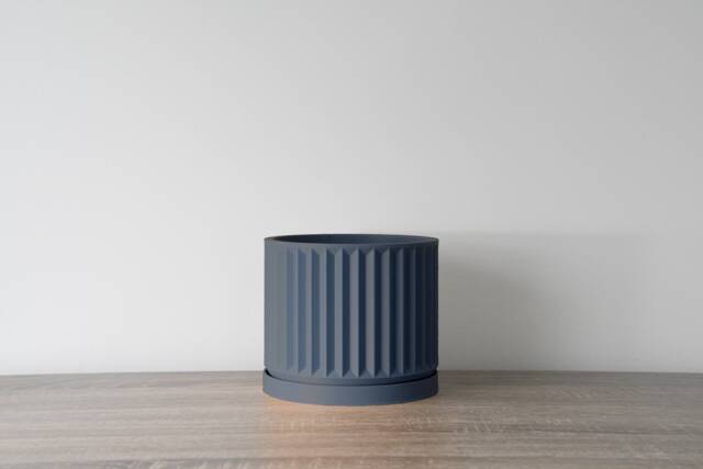 "Classical Planter With Drainage & Saucer in Stone Blue, Unique 3D-Printed Plant Pot, Small To Large Sizes 4"" 5"" 6"" 7"" 8" - image 1