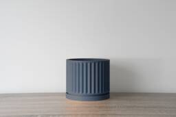 "Classical Planter With Drainage & Saucer in Stone Blue, Unique 3D-Printed Plant Pot, Small To Large Sizes 4"" 5"" 6"" 7"" 8" - thumbnail 1