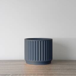 "Classical Planter With Drainage & Saucer in Stone Blue, Unique 3D-Printed Plant Pot, Small To Large Sizes 4"" 5"" 6"" 7"" 8" - thumbnail 3