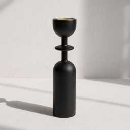 Black Natural Wood Candle Holder Set Farmhouse Home Decor - thumbnail 3