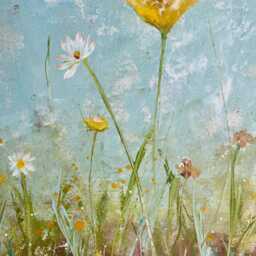 Hand Painted Wild Flower Floorcloth Vintage Style Washable Area Rug - thumbnail 3