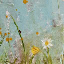 Hand Painted Wild Flower Floorcloth Vintage Style Washable Area Rug - thumbnail 4