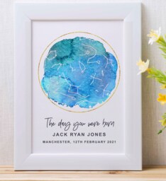 Personalised Star Map Print Astronomy Constellations, Birthday Gift, Map Of Stars - thumbnail 1