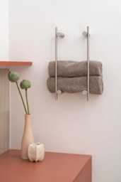 Stainless Steel Towel Rack, Brushed Wall Mounted Towel Holder, Silver Shelf, Inox Accessories, Modern Bathroom Luvia - thumbnail 1